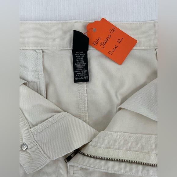 Polo Jeans Co Ralph Lauren Corduroy Cargo Skirt Women’s 12 Ivory Utility - Picture 9 of 9